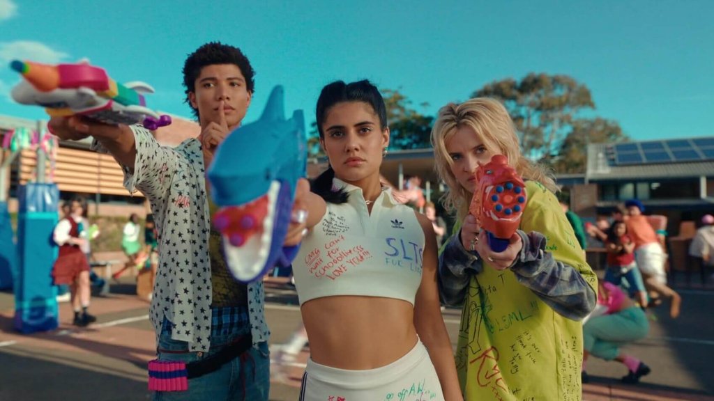 "Heartbreak High" Season 3 (Netflix) — directed by Jessie Oldfield & Adam Murfet, featuring James Majoos, Ayesha Madon & Asher Yasbincek, production still 1 of 3